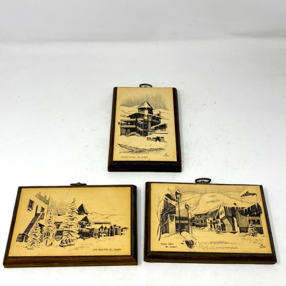 3 Winter  Colorado Resort Wood Frames